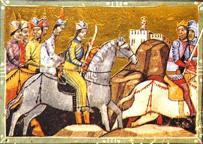 Chronicon Pictum, Hungarian, Hungary, King Béla IV, First Mongol invasion, Tatars, 1241, 1242, escape, medieval, chronicle, book, illumination, illustration, history