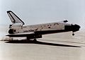 Space Shuttle Columbia lands on the Roggers dry lake bed in Edwards Air Force Base