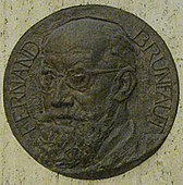 Closeup of the medallion bearing Fernand Brunfaut's image