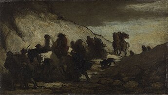 The Emigrants (c. 1850–55), oil on panel, 16.2 x 28.7 cm., Petit Palais