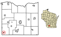 Location of Rewey in Iowa County, Wisconsin.