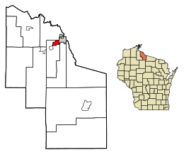 Location of Montreal in Iron County, Wisconsin.