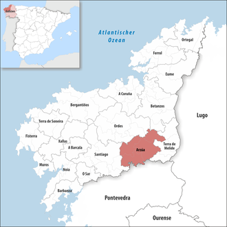 Die Lage der Comarca Arzúa in der Provinz A Coruña