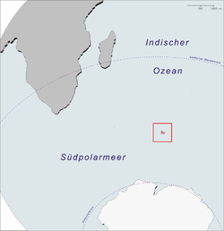 Location of the Kerguelen Islands in the southern Indian Ocean