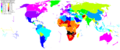 World map showing life expectancy