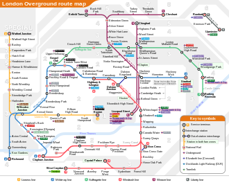 Schematic map of the London Overground network