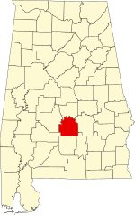 Map of Alabama highlighting Lowndes County