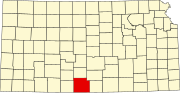 Map of Kansas highlighting Barber County