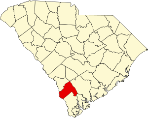 Map of South Carolina highlighting Hampton County