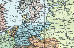 The North Sea lies to the north of Germany, bounded by Britain to the west, Norway to the east; the Baltic Sea is to the northeast of Germany, with Sweden and Russia to the north and east.