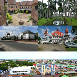Clockwise from left: Fort Zeelandia, Garden of Palms, Arya Diwaker, Saint Peter and Paul Cathedral and its surroundings, and Mosque Keizerstraat adjacent to the Neveh Shalom Synagogue