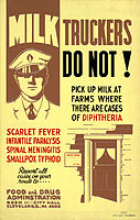 A 1930s American poster attempting to curb the spread of such diseases as scarlet fever by regulating milk supply