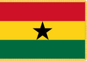 Flag of the Presidency of Ghana since 1966. Presidential Standard of Ghana; replicate of the national flag of Ghana with a gold rim.