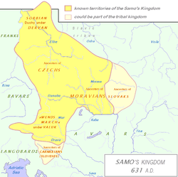 Borders of the Slavic territories under King Samo's rule in 631