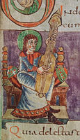 Stuttgart Psalter, 820–830 AD, cythara