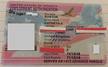 A Form I-766, Employment Authorization Document, issued to an applicant for adjustment of status by USCIS in November 2018, and noting at the bottom that the card also serves as a Form I-512 providing for Advance Parole (EAD-AP combo card).