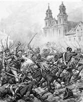 Fighting on Krakowskie Przedmieście by Juliusz Kossak