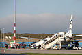 Abfertigung einer Airbus A320 auf dem Vorfeld des Kassel Airport