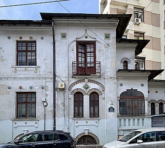 Strada Franzelarilor no. 2A, Bucharest, unknown architect, c.1900. This house stands out through its polychrome glazed ceramic ornaments, similar with the ones of some churches from Moldavia, like the Saint Nicholas Princely Church in Iași