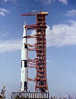The Apollo 13 launch vehicle being rolled out, December 1969