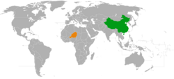 Map indicating locations of China and Niger