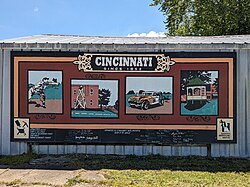 A painting on the south side of highway 5 passing through Cincinnati, Iowa
