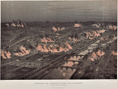 Fires were set by the Commune at Tuileries Palace and surrounding buildings on the night of May 23–24
