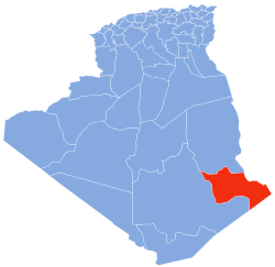 Map of Algeria highlighting Djanet