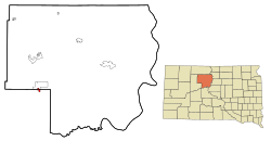 Location in Dewey County and the state of South Dakota