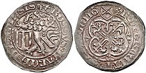 Schwertgroschen of Frederick the Gentle, 1457 to 1464, mint master's mark lily, Leipzig Mint, with double ringlet mark