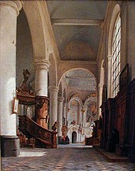 Intérieur de l'église Saint-Denis à Saint-Omer (1835)