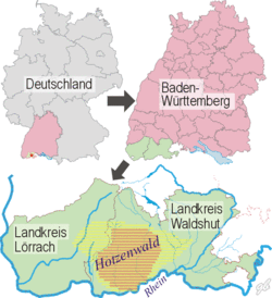 Hotzenwald region - narrower and wider definitions highlighted