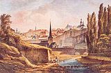 Jean-Baptiste Fresez: Luxembourg from the Alzette River (c. 1828)