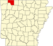 Map of Arkansas highlighting Carroll County