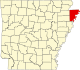 State map highlighting Mississippi County