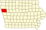 State map highlighting Woodbury County