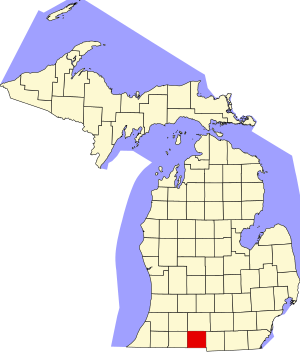 Map of Michigan highlighting Branch County