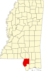 Map of Mississippi highlighting Pearl River County