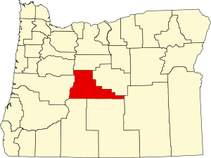 Map of Oregon highlighting Deschutes County