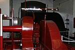 Untersetzungsgetriebe und Seiltrommel im Maschinenhaus von Kąty