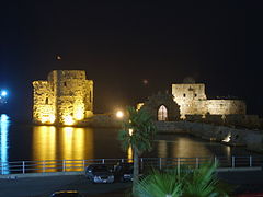 Sidon Castle at night