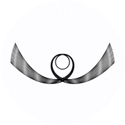 An orbit of the swinging Atwood's machine for '"`UNIQ--postMath-00000042-QINU`"', '"`UNIQ--postMath-00000043-QINU`"', and zero initial velocity.