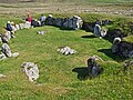 A ring of standing stones, which once formed Stanydale Temple's foundations