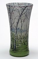 Daum vase with forest scene, French, late 19th century