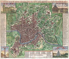 A map of Rome by Senex (1721)