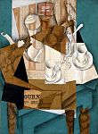 Breakfast; by Juan Gris; 1914; gouache, oil and crayon on cut-and-pasted printed paper on canvas; 80.9 x 59.7 cm; Museum of Modern Art (New York City)[261]