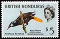1962 stamp, featuring Elizabeth II and a Montezuma oropendola