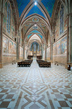 Nave of the upper Basilica of San Francesco of Assisi, with murals by Cimabue