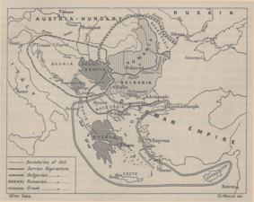 Politische Einflusssphären auf dem Balkan, 1912