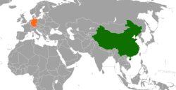 Map indicating locations of China and Germany